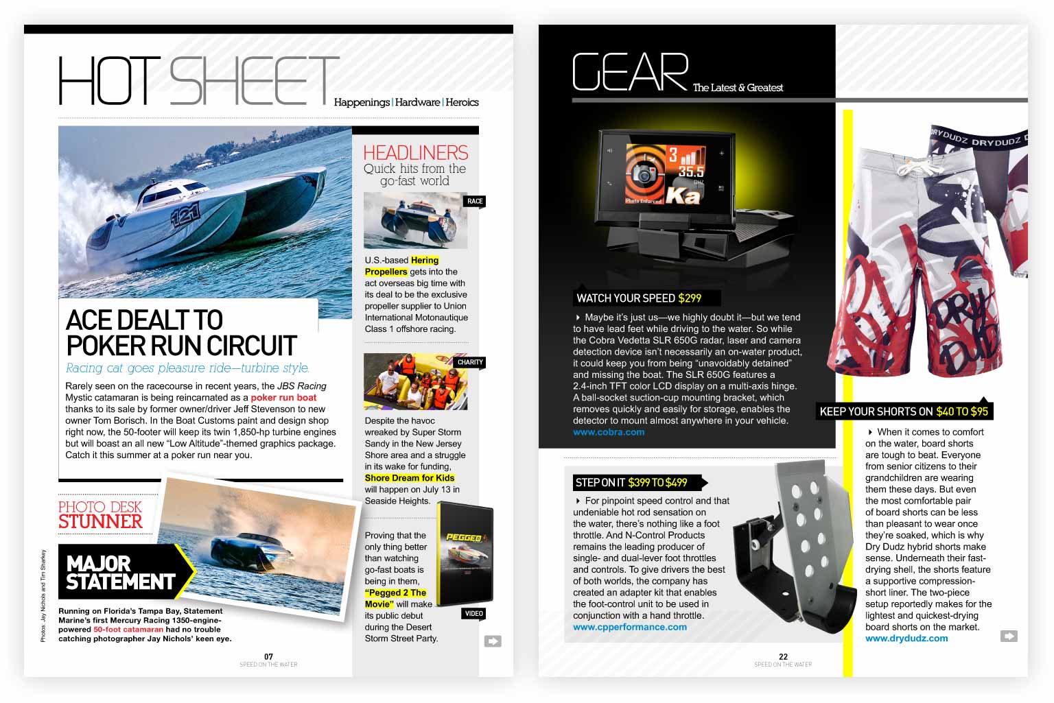 Speed on the Water digital magazine design